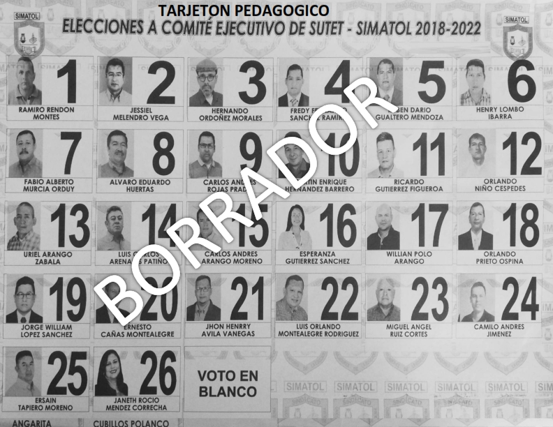 Tarjetones pedagógicos Elecciones Sindicales del 21 de Septiembre del 2018