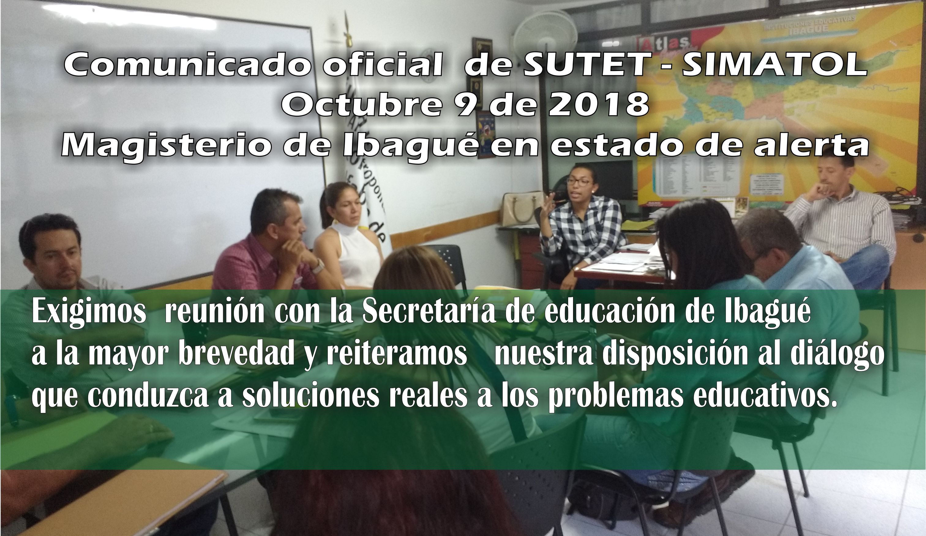 Comunicado oficial  Magisterio de Ibagué en estado de alerta Octubre 9 de 2018