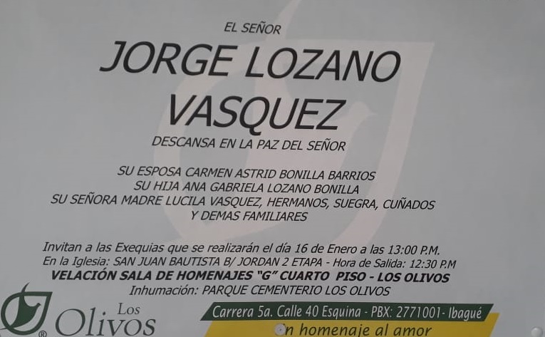 El Comité Ejecutivo de SUTET – SIMATOL lamenta el sensible deceso del profesor JORGE LOZANO VÁSQUEZ en el municipio de Honda