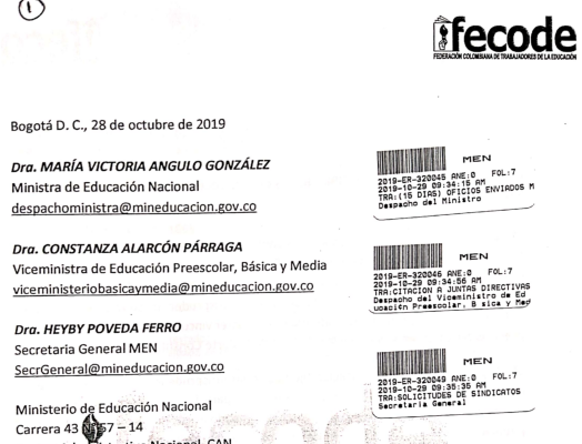 FECODE peticiona inclusión tema liquidación pensión Directivos Docentes