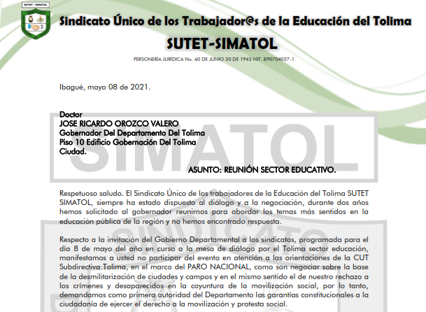 Reunión Sector Educativo / mayo 8 del 2021