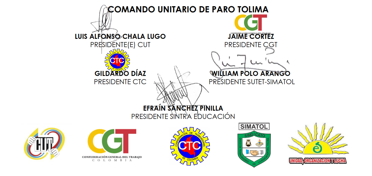 Comunicado Sindicatos – noviembre 23 de 2021 / El comando nacional de paro conformado por las centrales obreras: CUT, CTC, CGT, FECODE y demás organizaciones filiales convocan al paro nacional de 24 horas programado para el jueves 25 de noviembre de 2021