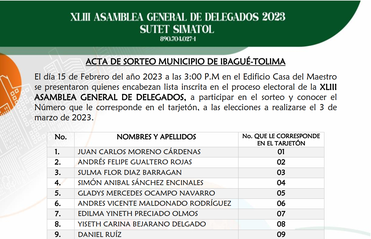 Acta sorteo municipio de Ibagué – febrero 15 de 2023