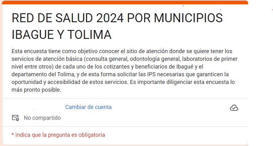 Encuesta red de salud 2024 por municipios Ibagué y Tolima de #SutetSimatol – Abril 13 de 2024