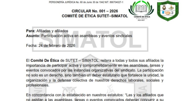 Circular 1 Comité de Ética simatol 2026