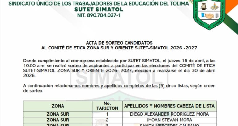 Acta sorteo ética 2026