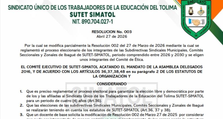 Resolución 003 de 2026