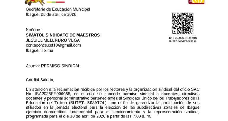 permiso elecciones sindicales Ibagué 2026